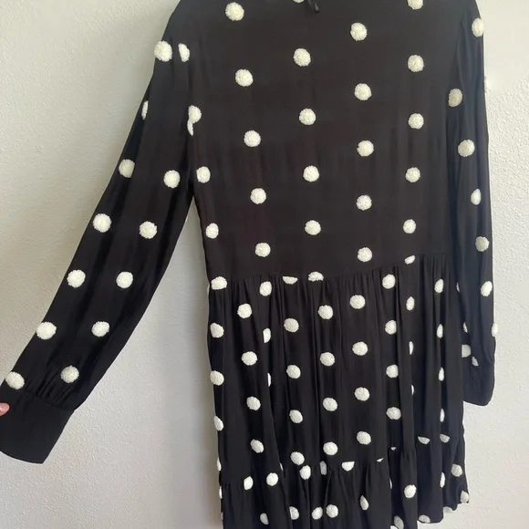 Zara Black and White Polka Dot Long Sleeve Dress - Picture 5 of 5